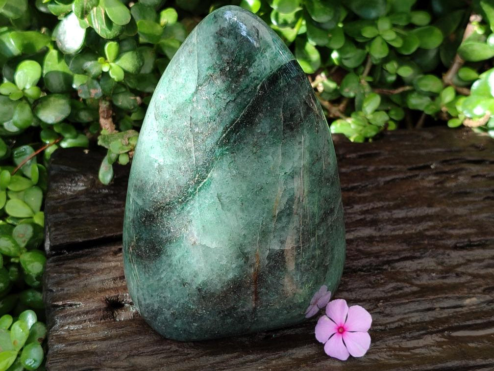 Polished Fuchsite Quartz Standing Free Forms x 1 From Andakatany, Madagascar