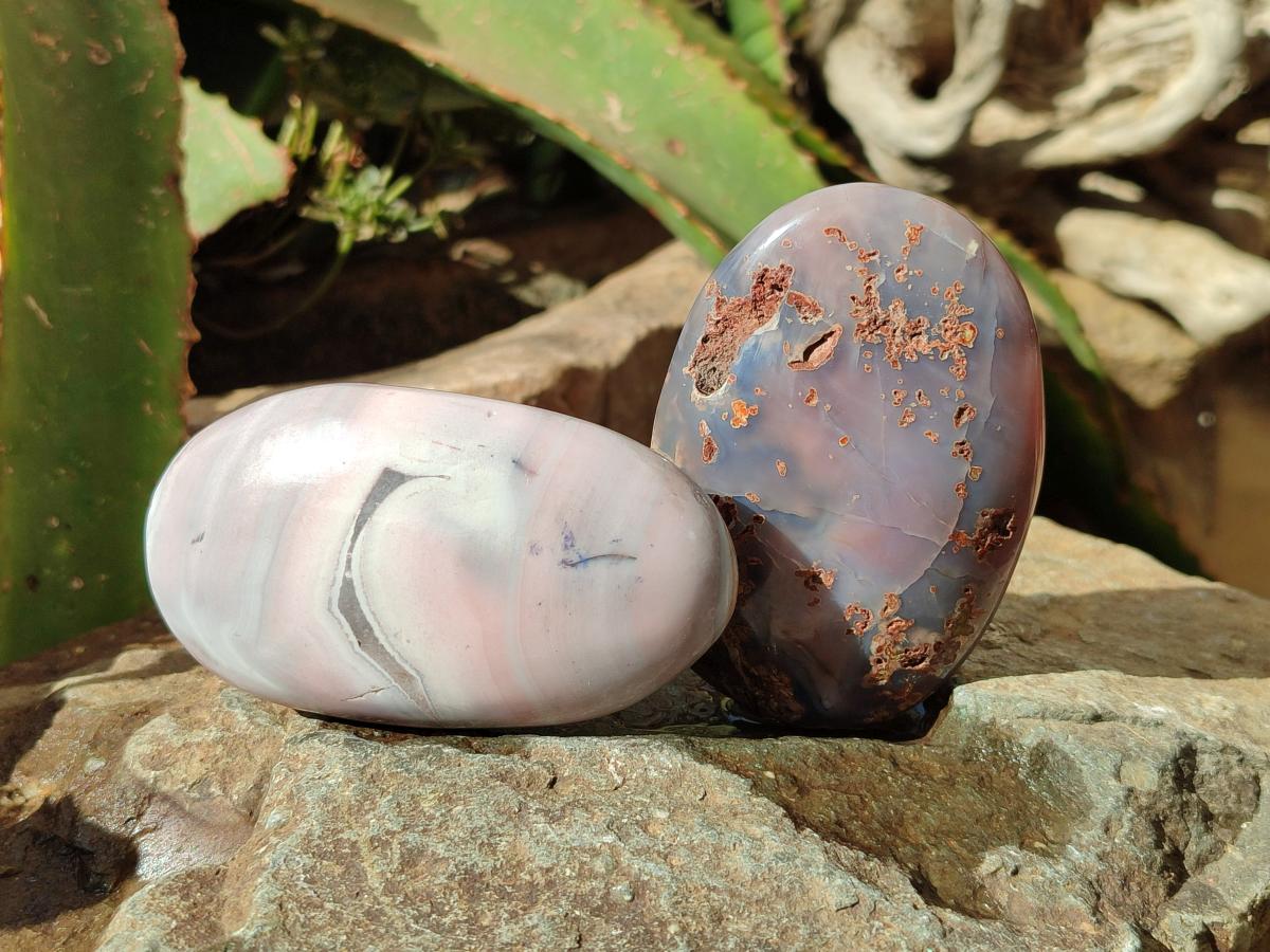Polished Pink Shashe River Agate Galets x 9 From Shashe River, Zimbabwe - Toprock Gemstones and Minerals 