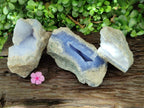 Natural Blue Lace Agate Geode and Vug Specimens x 3 From Nsanje, Malawi - Toprock Gemstones and Minerals 