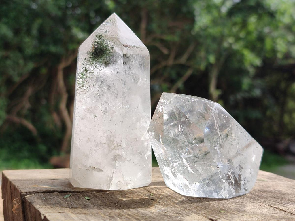 Polished Mixed Inclusion Quartz Crystals x 3 From Madagascar