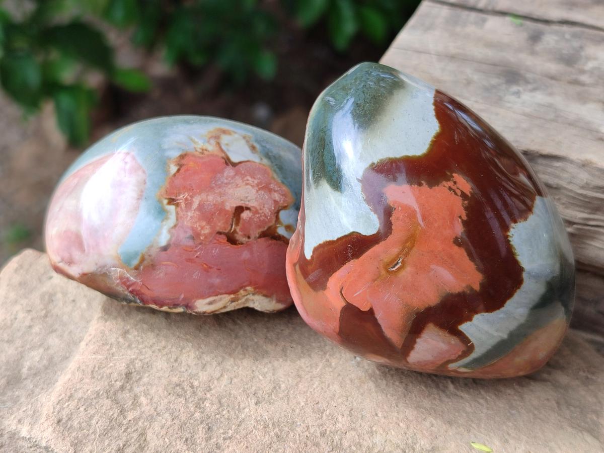Polished On One Side Polychrome Jasper Nodules x 6 From NW Coast, Madagascar