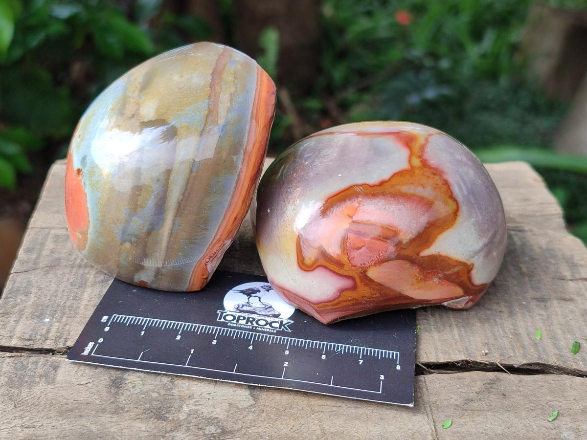 Polished On One Side Polychrome Jasper Nodules x 6 From NW Coast, Madagascar