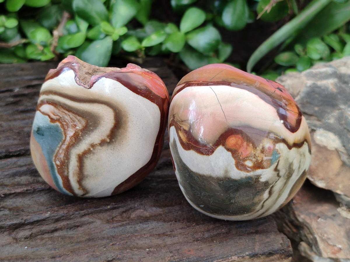 Polished On One Side Polychrome Jasper Nodules x 6 From NW Coast, Madagascar