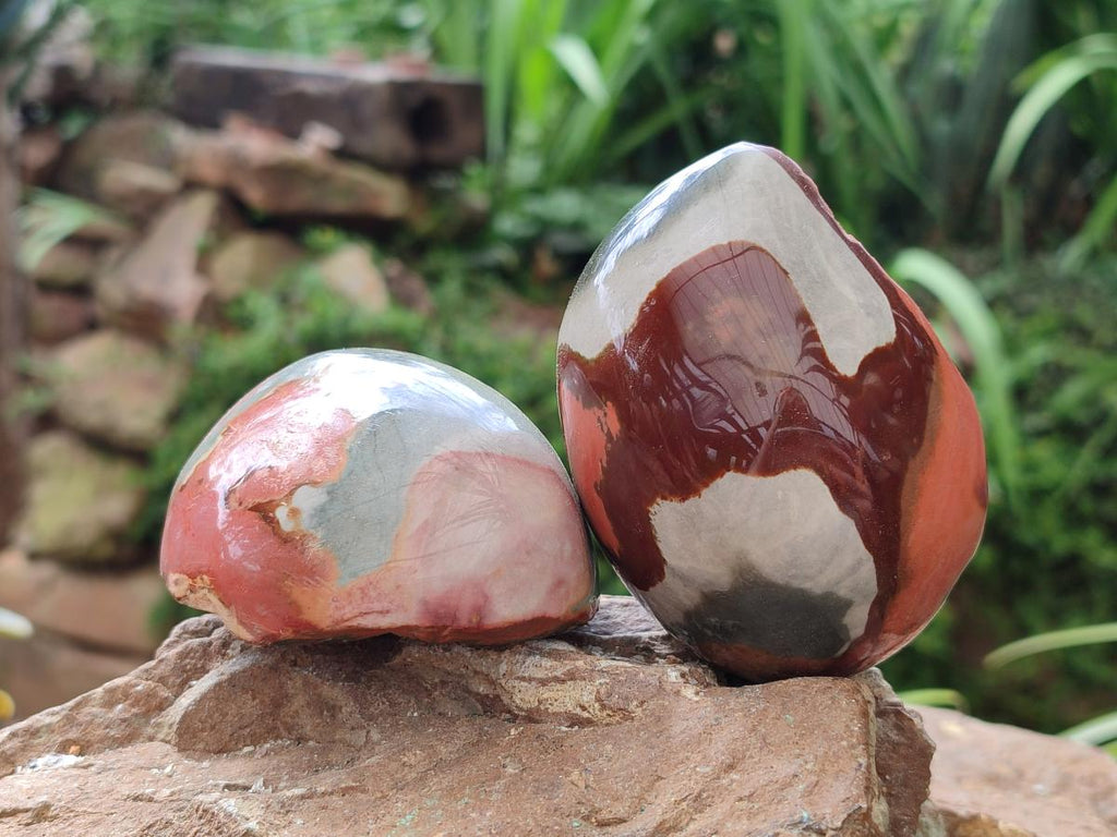 Polished On One Side Polychrome Jasper Nodules x 6 From NW Coast, Madagascar
