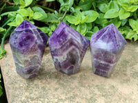 Polished Chevron Amethyst Crystals x 4 From Zambia