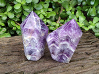 Polished Chevron Amethyst Crystals x 4 From Zambia