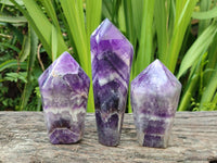 Polished Chevron Amethyst Crystals x 4 From Zambia