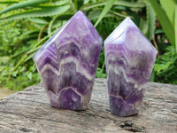 Polished Chevron Amethyst Crystals x 4 From Zambia