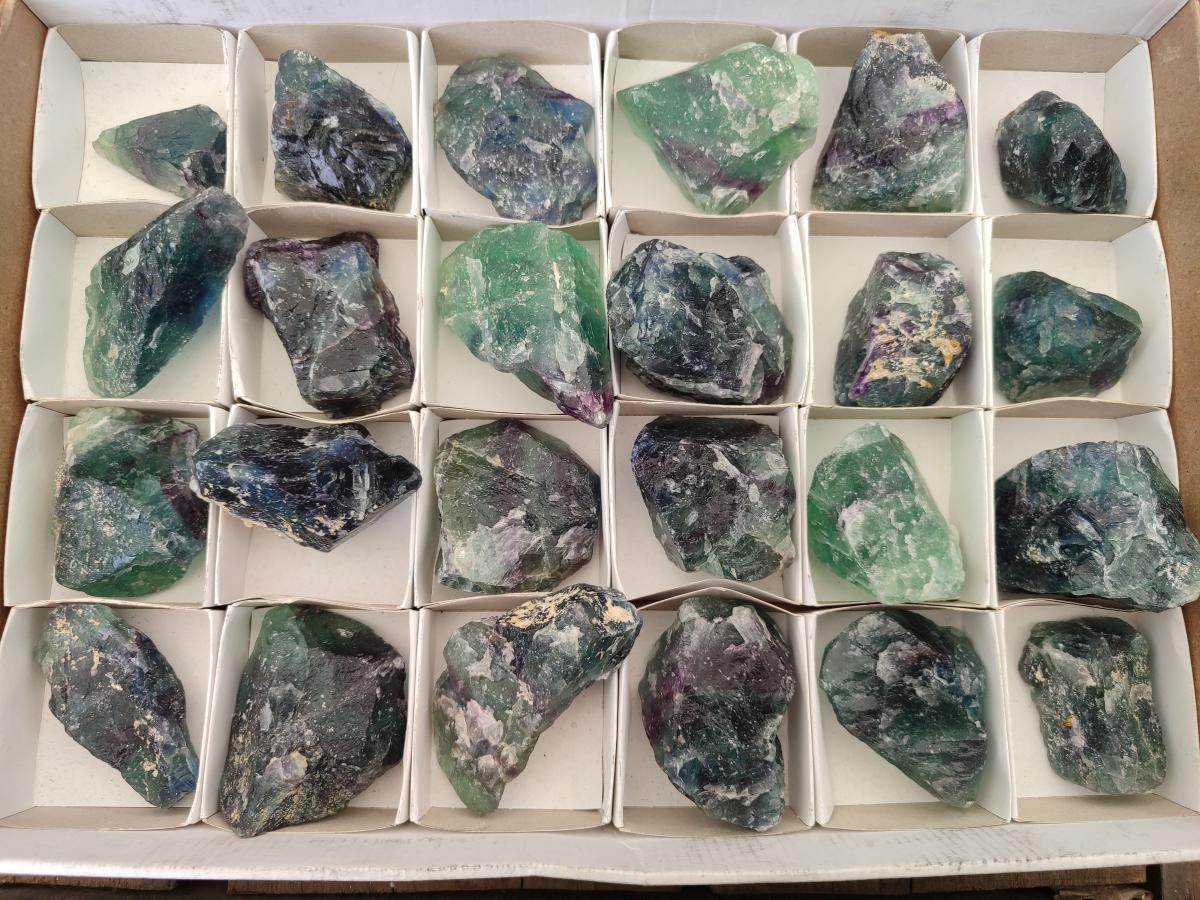 Natural Watermelon Fluorite Cobbed Specimens x 24 From Uis, Namibia