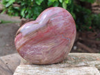 Polished Red Podocarpus Petrified Wood Hearts x 2 From Mahajanga, Madagascar - Toprock Gemstones and Minerals 