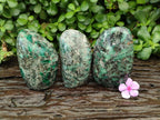 Polished Emerald Mica 'Mutokolite' Standing Free Forms x 3 From Mutoko, Zimbabwe