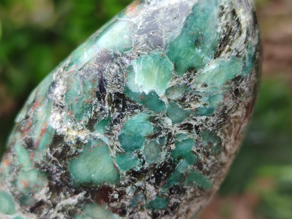 Polished Emerald Mica 'Mutokolite' Standing Free Forms x 3 From Mutoko, Zimbabwe