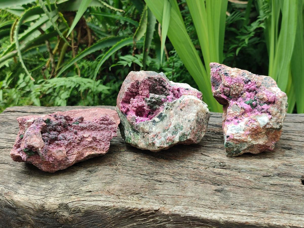 Natural Salrose Cobaltion Dolomite With Heterogenite Specimens x 3 From Kakanda, Congo
