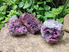 Natural Salrose Cobaltion Dolomite With Heterogenite Specimens x 3 From Kakanda, Congo