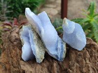 Natural Blue Lace Agate Geode Specimens x 12 From Nsanje, Malawi
