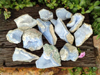 Natural Blue Lace Agate Geode Specimens x 12 From Nsanje, Malawi
