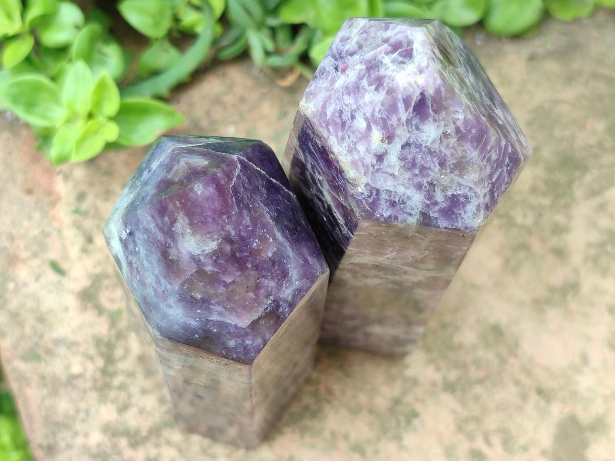 Polished Lepidolite Display Crystals x 2 From Ambatondrazaka, Madagascar