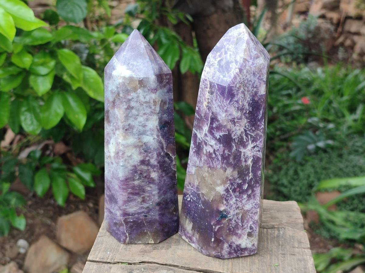 Polished Lepidolite Display Crystals x 2 From Ambatondrazaka, Madagascar