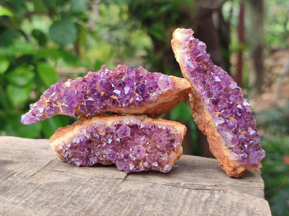 Natural Dark Purple Amethyst Quartz Crystal Plates x 24 From Boekenhouthoek, South Africa