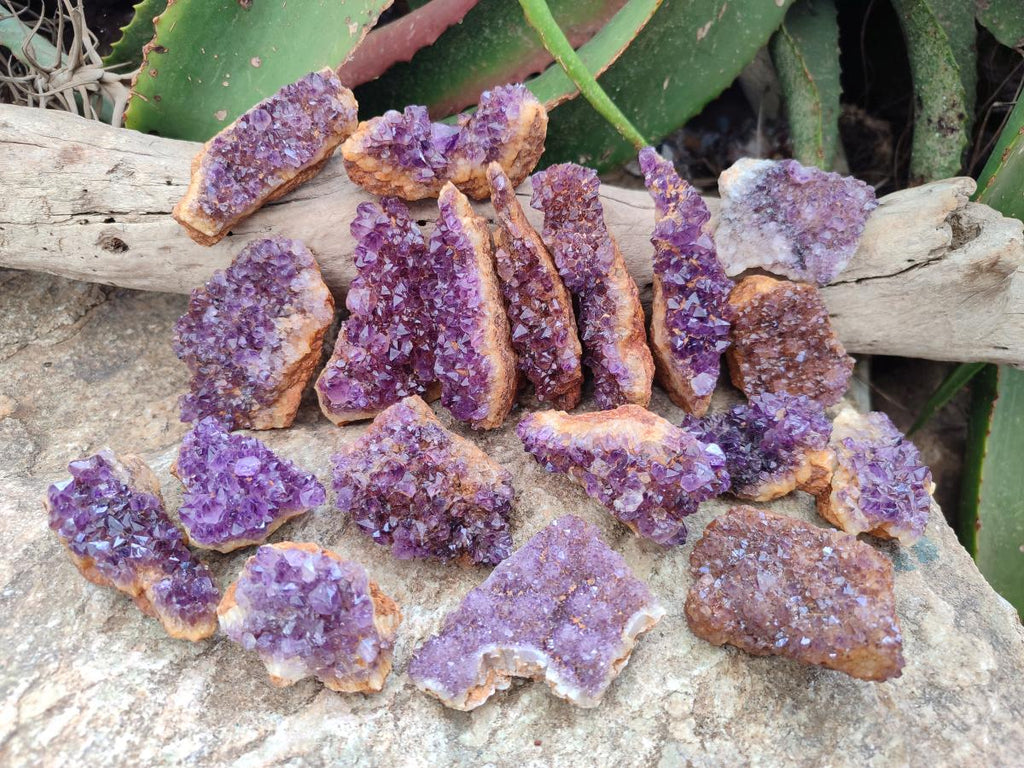 Natural Dark Purple Amethyst Quartz Crystal Plates x 24 From Boekenhouthoek, South Africa