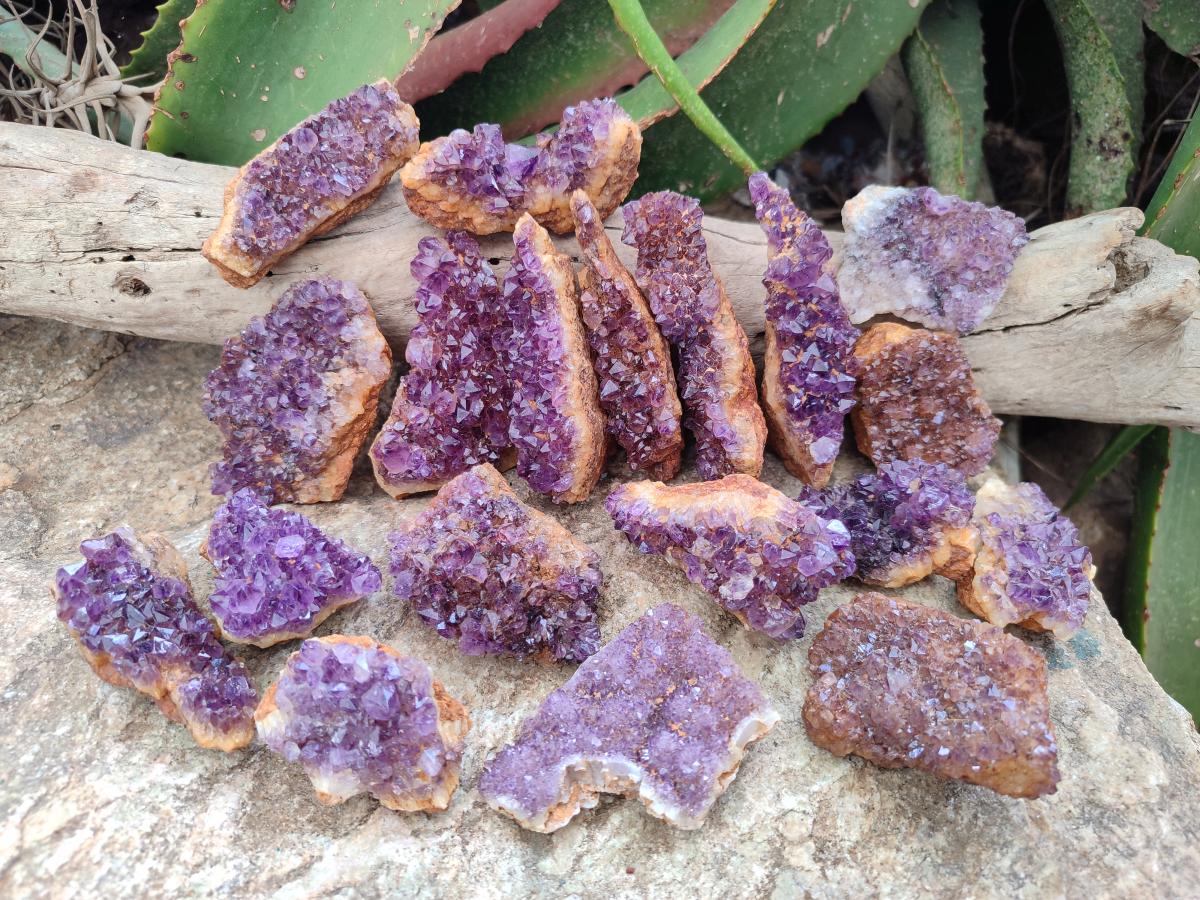 Natural Dark Purple Amethyst Quartz Crystal Plates x 24 From Boekenhouthoek, South Africa