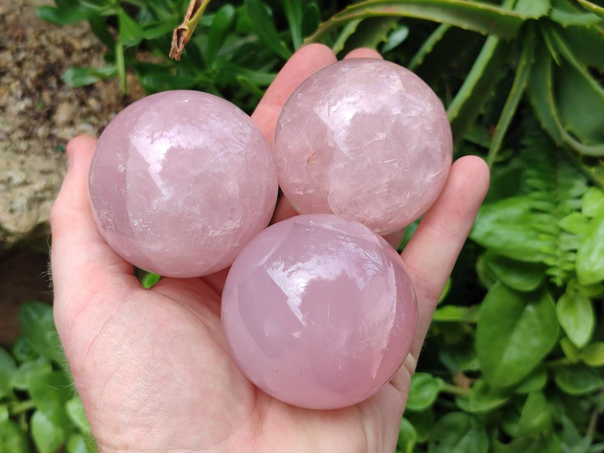 Polished Star Rose Quartz Spheres x 6 From Madagascar