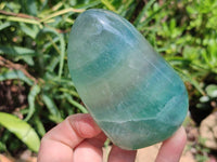 Polished Green Fluorite Standing Free Forms x 3 From Madagascar