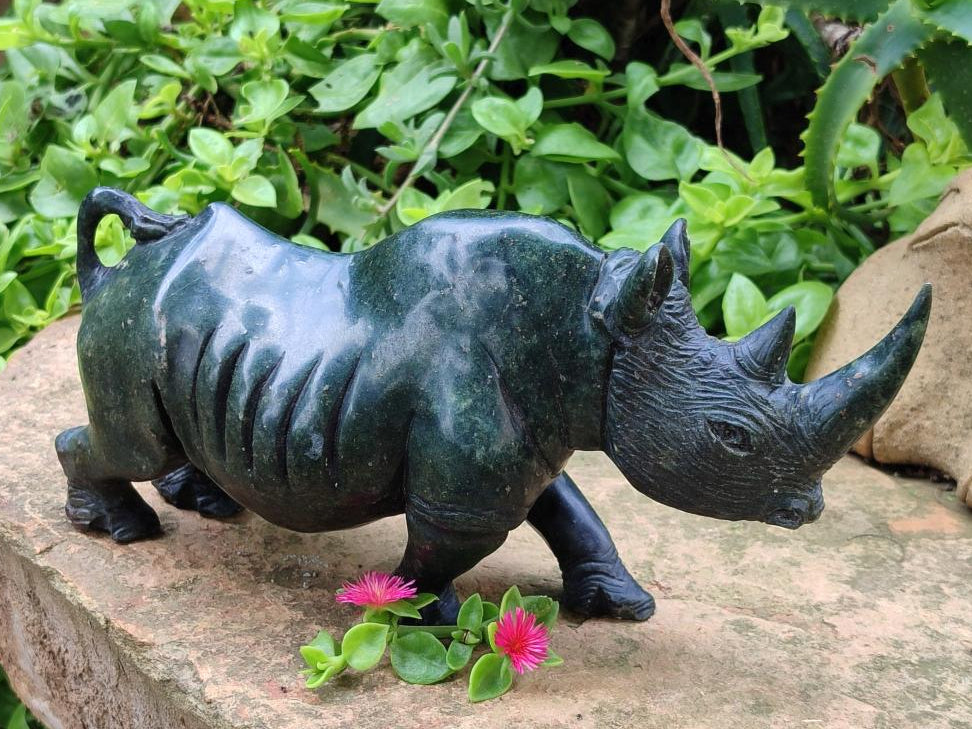 Hand Made Verdite Rhino Carving x 1 From Zimbabwe