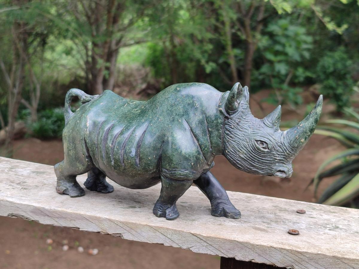 Hand Made Verdite Rhino Carving x 1 From Zimbabwe