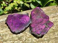 Polished On One Side Metallic Purpurite Specimens x 6 From Erongo, Namibia