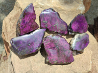Polished On One Side Metallic Purpurite Specimens x 6 From Erongo, Namibia