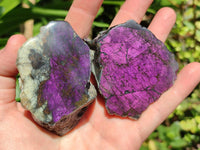 Polished On One Side Metallic Purpurite Specimens x 6 From Erongo, Namibia
