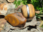 Polished Jumbo Golden Tigers Eye With Banded Iron Stone Free Forms x 6 From Prieska, South Africa