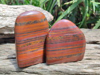 Polished Banded Tiger Iron Standing Free Forms x 3 From South Africa