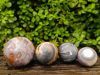 Polished Red Shashe River Banded Agate Spheres x 4 From Shashe River, Zimbabwe