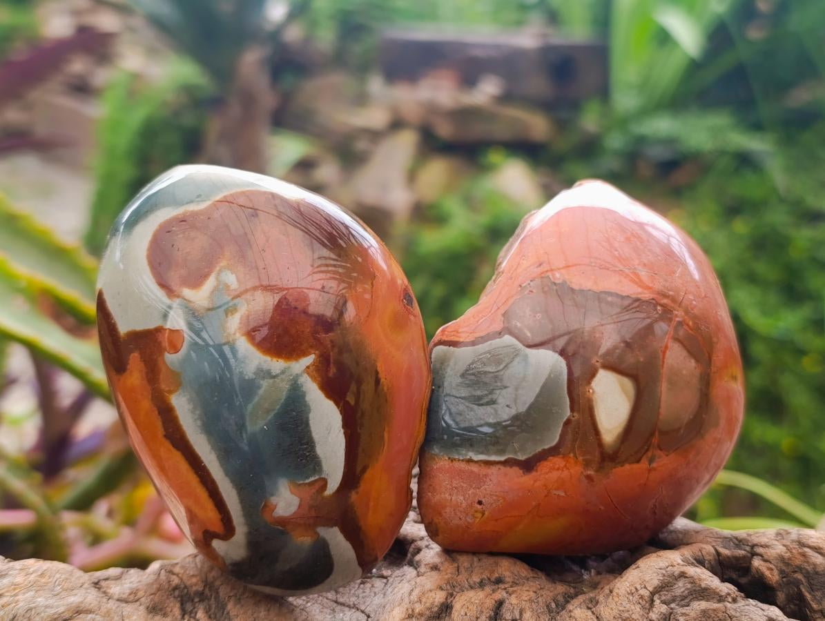 Polished On One Side Polychrome Jasper Nodules x 6 From NW Coast, Madagascar