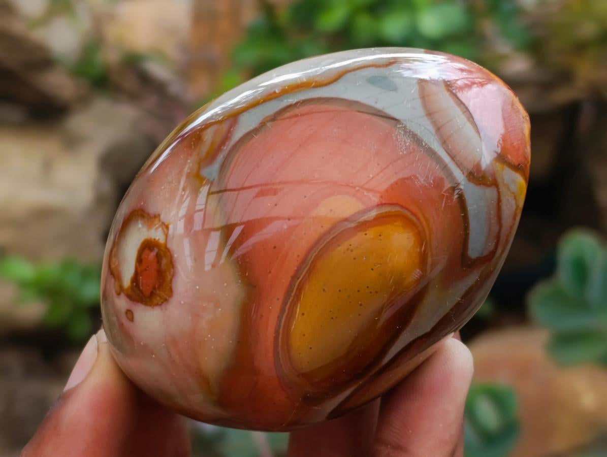Polished On One Side Polychrome Jasper Nodules x 6 From NW Coast, Madagascar