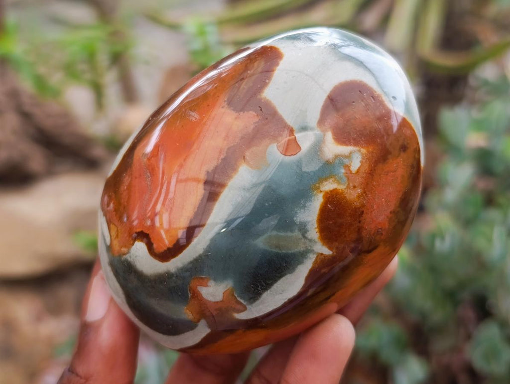 Polished On One Side Polychrome Jasper Nodules x 6 From NW Coast, Madagascar