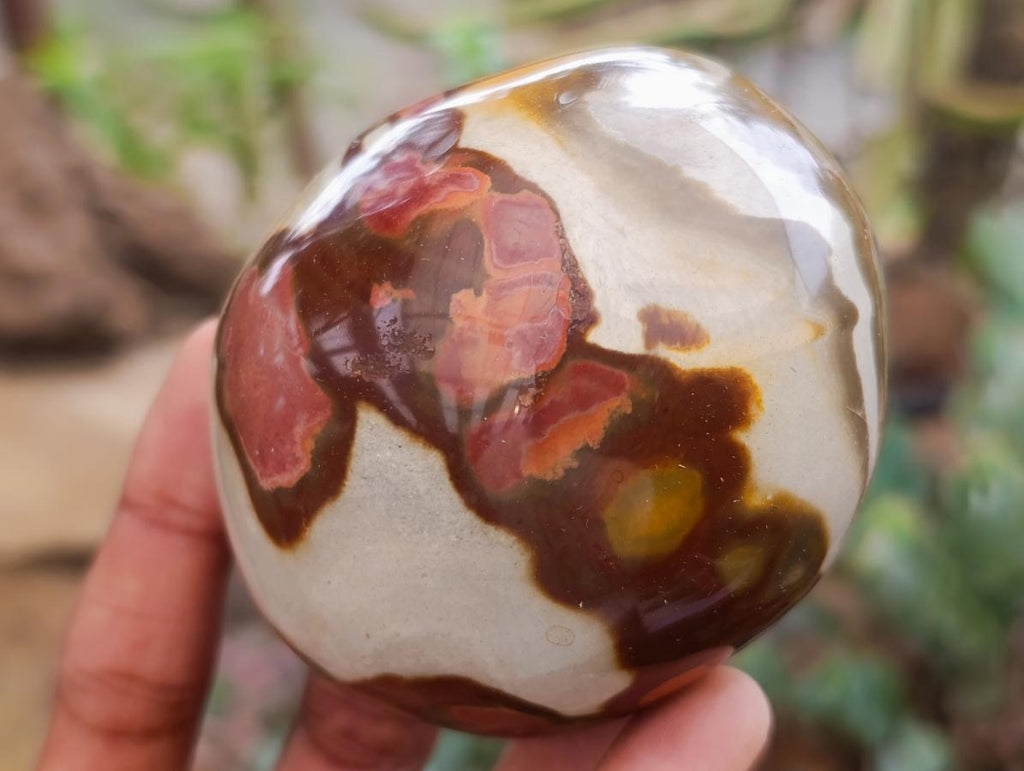 Polished On One Side Polychrome Jasper Nodules x 6 From NW Coast, Madagascar