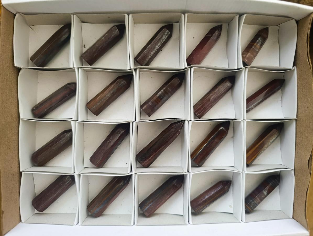 Polished Banded Tiger Iron Jewellery Crystals x 20 From South Africa