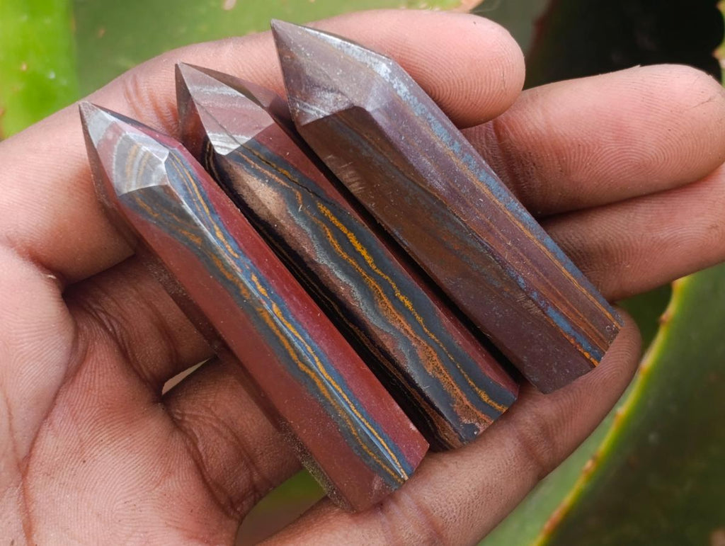 Polished Banded Tiger Iron Jewellery Crystals x 20 From South Africa