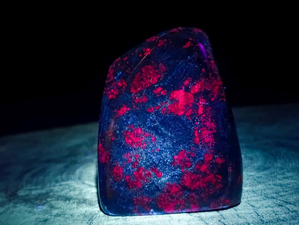 Polished Ruby Corundum In Chrome Verdite Standing Free Forms x 3 From Mutoko, Zimbabwe