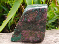 Polished Ruby Corundum In Chrome Verdite Standing Free Forms x 3 From Mutoko, Zimbabwe