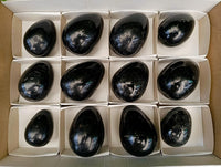 Polished Black Tourmaline Gemstone Eggs x 12 From Madagascar