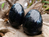 Polished Black Tourmaline Gemstone Eggs x 12 From Madagascar