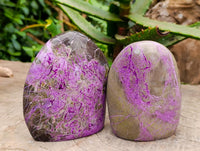 Polished Stichtite Standing Free Forms x 3 From Barberton, South Africa