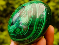 Polished Flower Banded Malachite Gemstone Eggs x 3 From Congo
