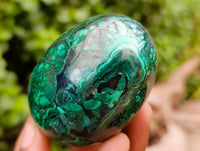 Polished Flower Banded Malachite Gemstone Eggs x 3 From Congo
