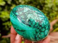 Polished Flower Banded Malachite Gemstone Eggs x 3 From Congo