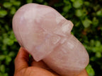 Hand Made Gemmy Rose Quartz Skull Carvings x 2 From Madagascar